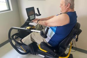 Bob Derry works out on the new recumbent bicycle at Gordon Behrents Senior Center.