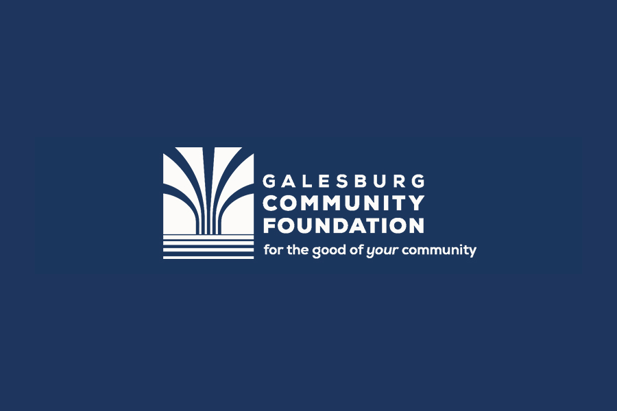 Galesburg Community Foundation logo on blue background