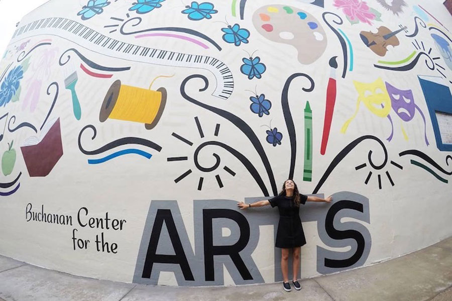 Mural with an artist-in-residence at Buchanan Center for the Arts